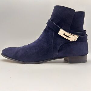 Hermes Neo Boots Navy Suede Palladium Hardware SIZE 38.5 No Box No Dustbag